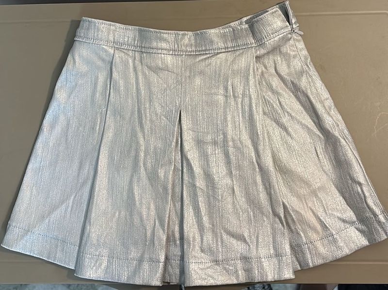 silver metallic tennis skirt