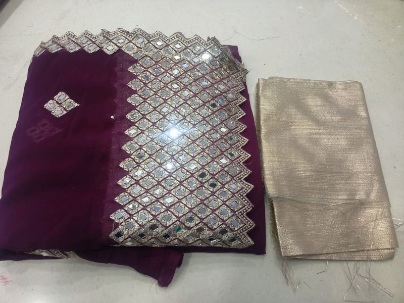 Georgette Saree With Real Mirror