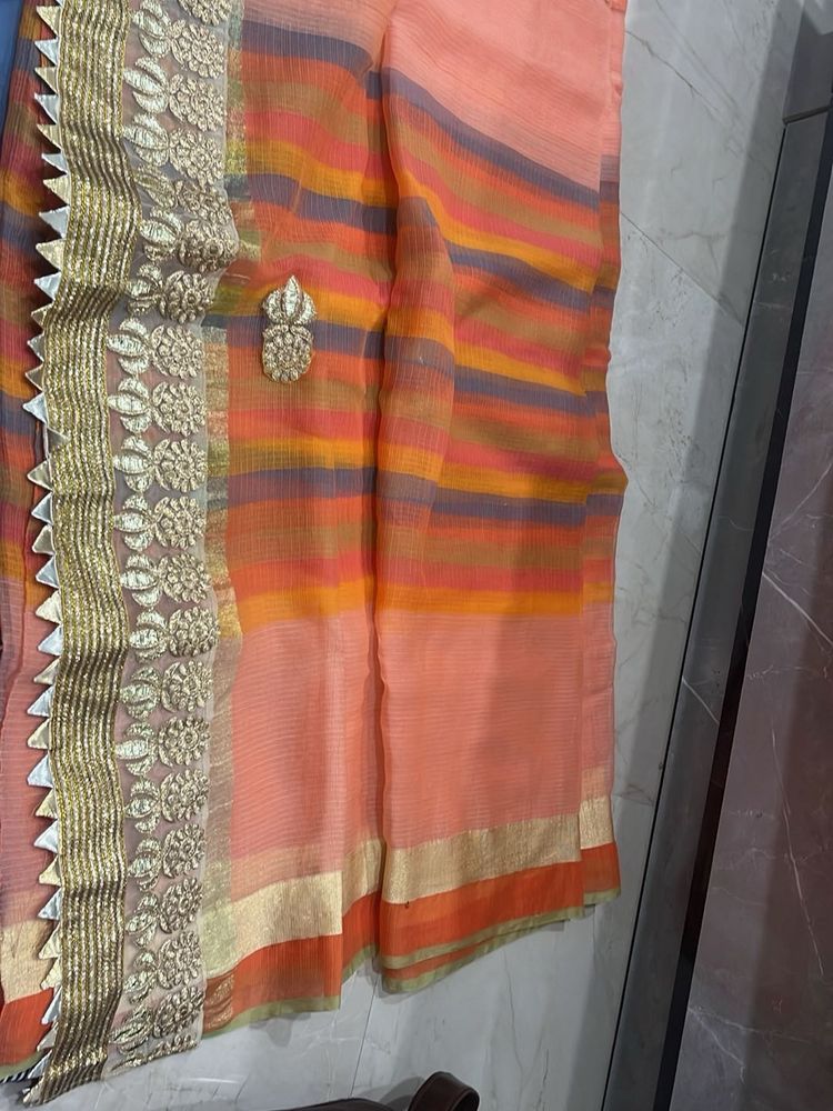 Elegant Striped Saree with Border