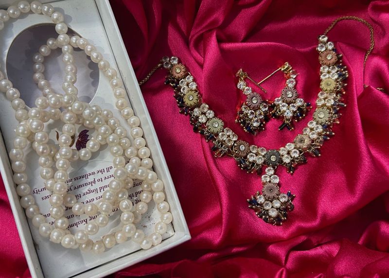 JEWELLERY SET With PEARL NECKLACE | COMBO|