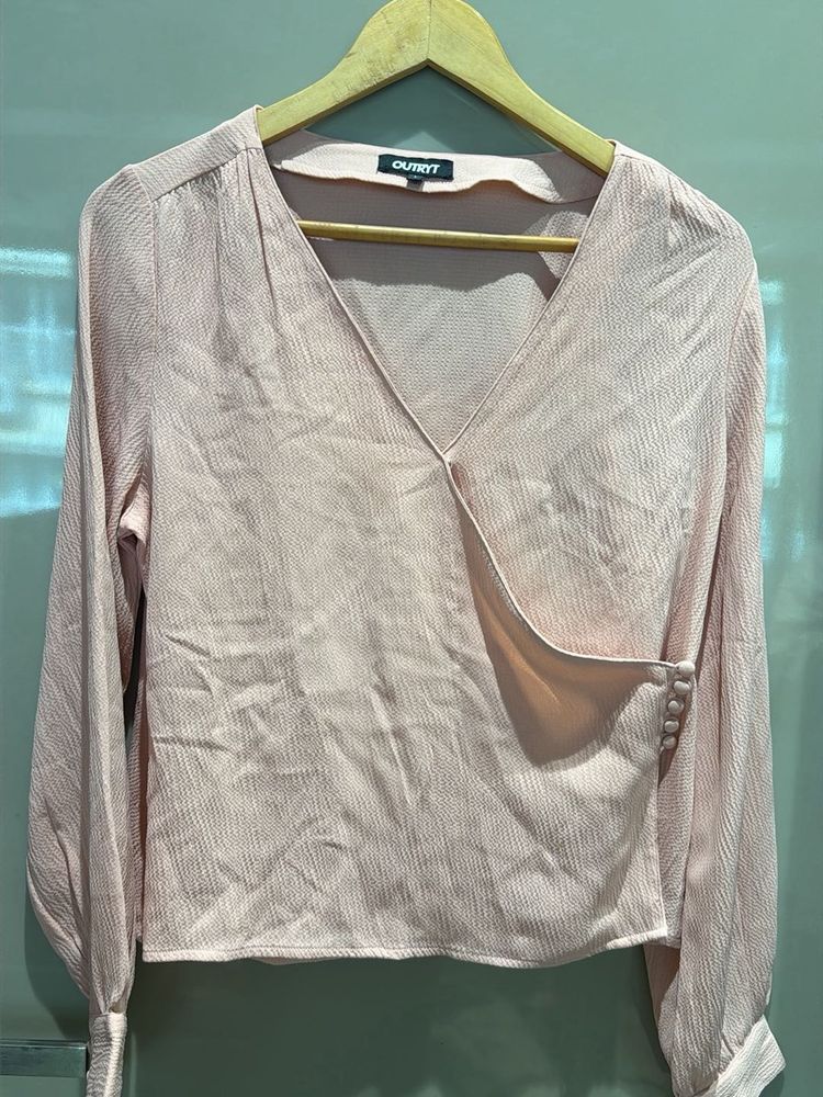 Elegant Pink Wrap Top