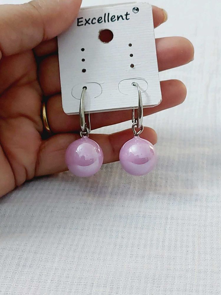 Lavender Pearl Drop Earrings