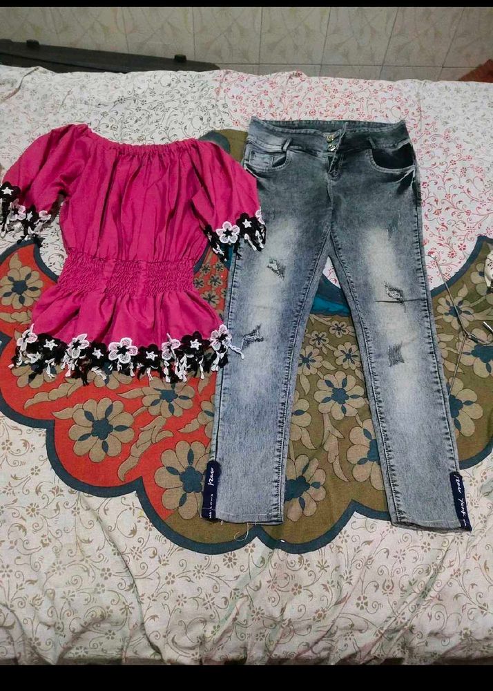 Combo Of Girls Top And Jeans