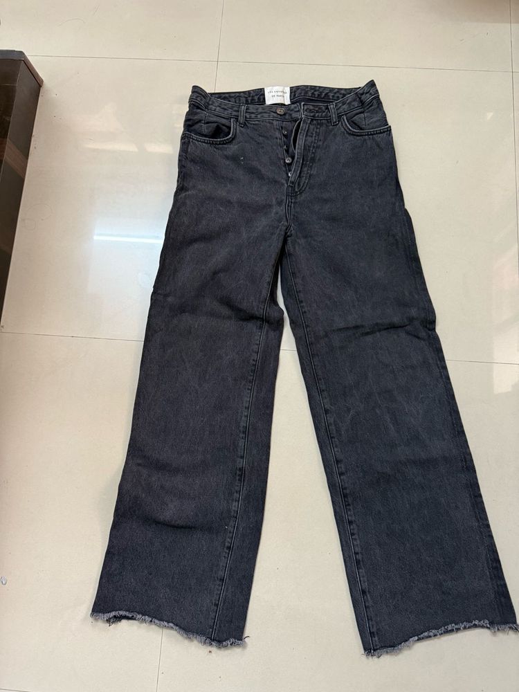 Wide Leg Black Wash Jeans