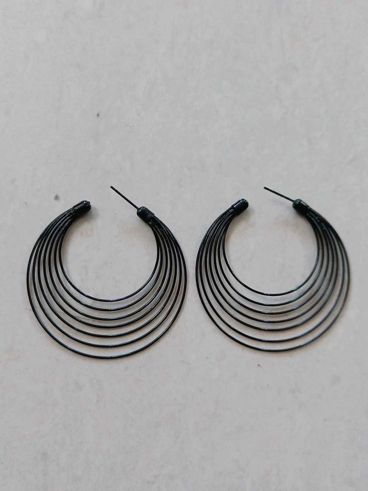 Black Layered Hoop Earrings