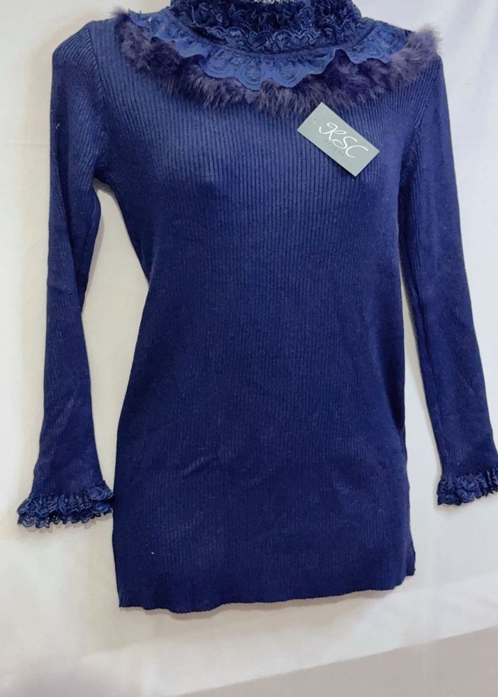 Navy Blue Knit Top