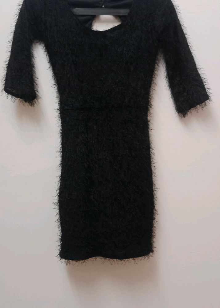 Black Fuzzy Mini Dress