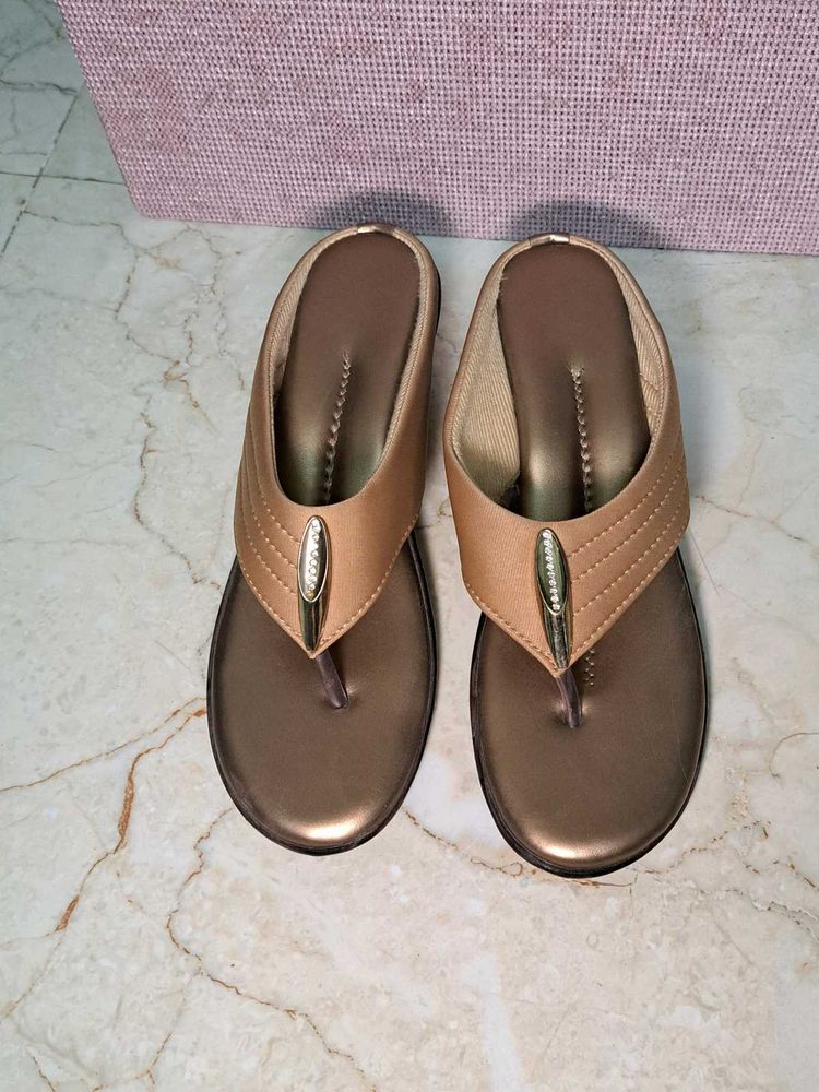 Copper Wedge Sandals