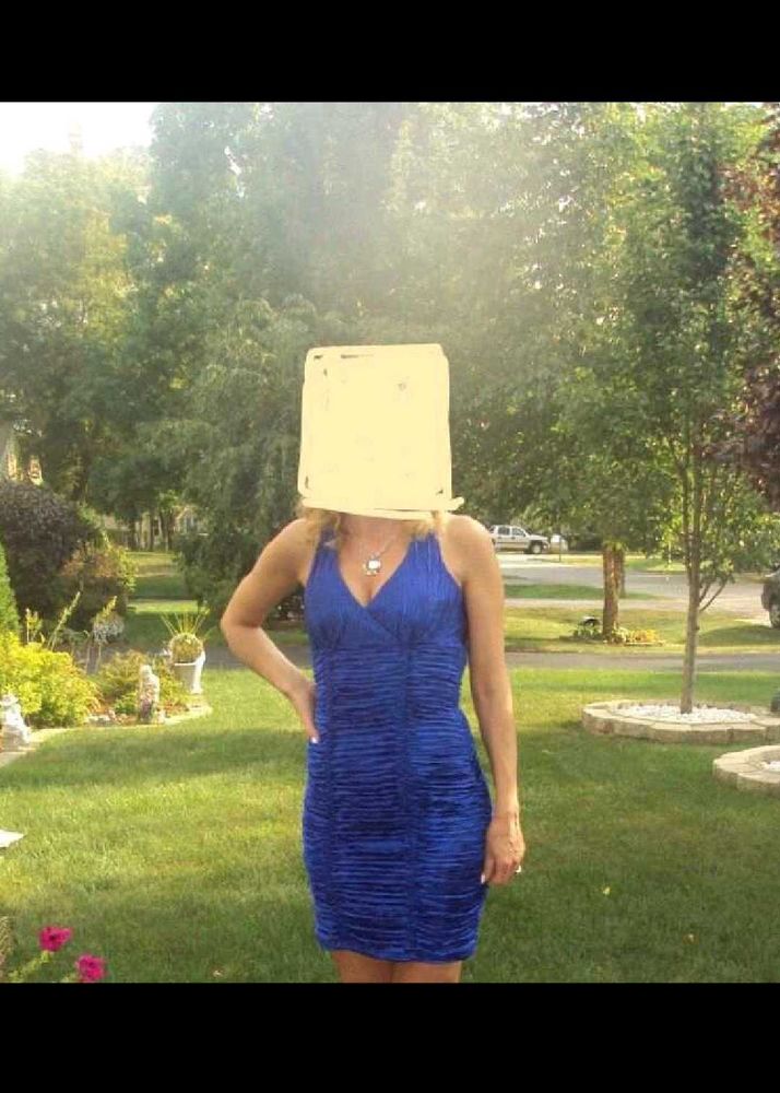 Rhinestone Embellished Royal Blue Bodycon Dress