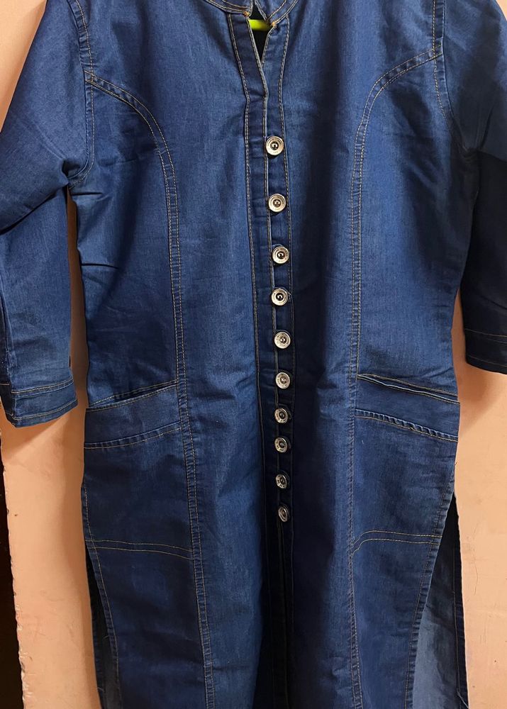 Denim Straight Kurti For Women