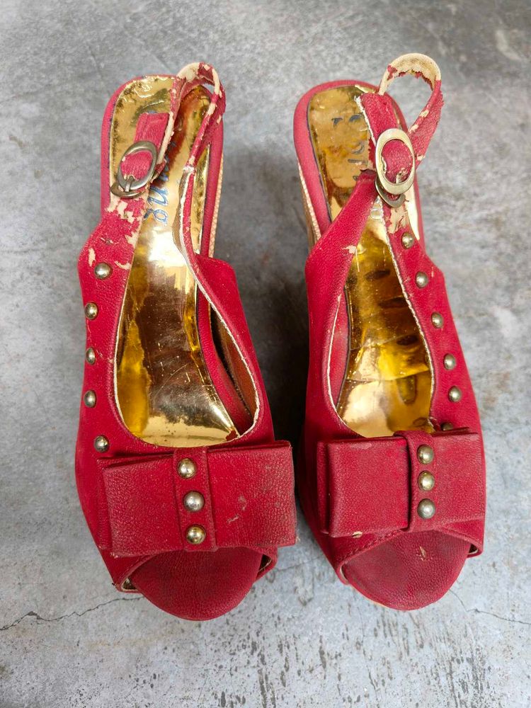 Red Bow Slingback Heels