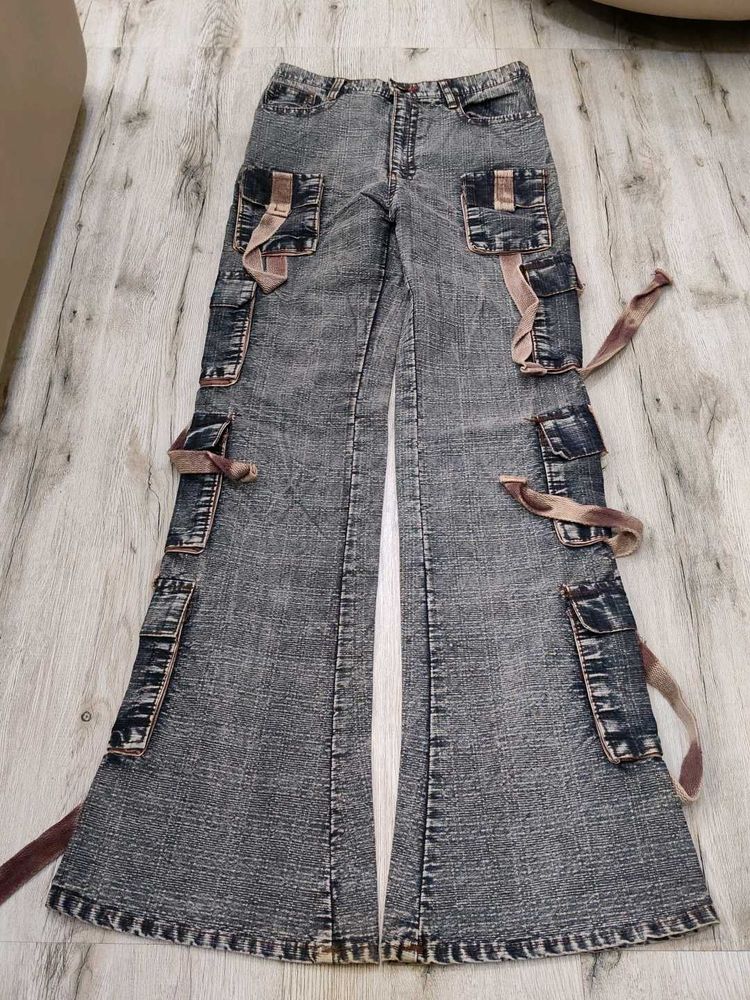 Sc9637 Style 12 Pocket Cargo Bootcut Jeans