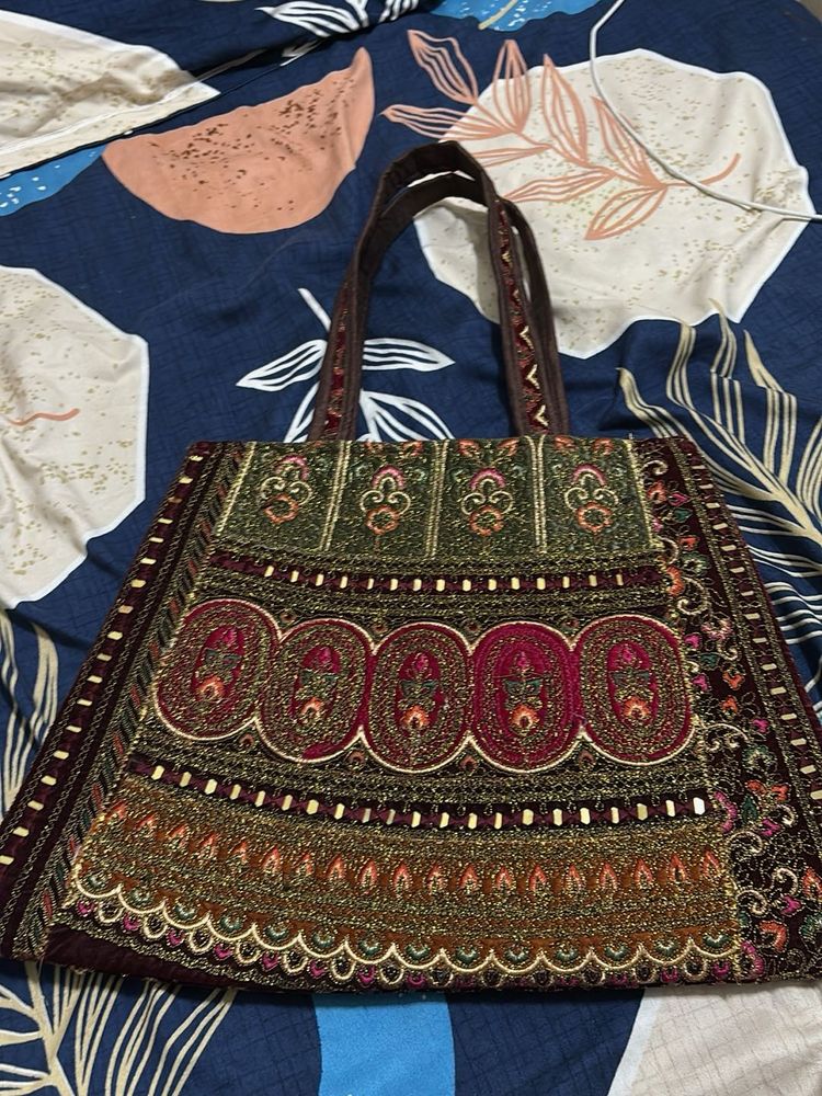 embroidered handbag