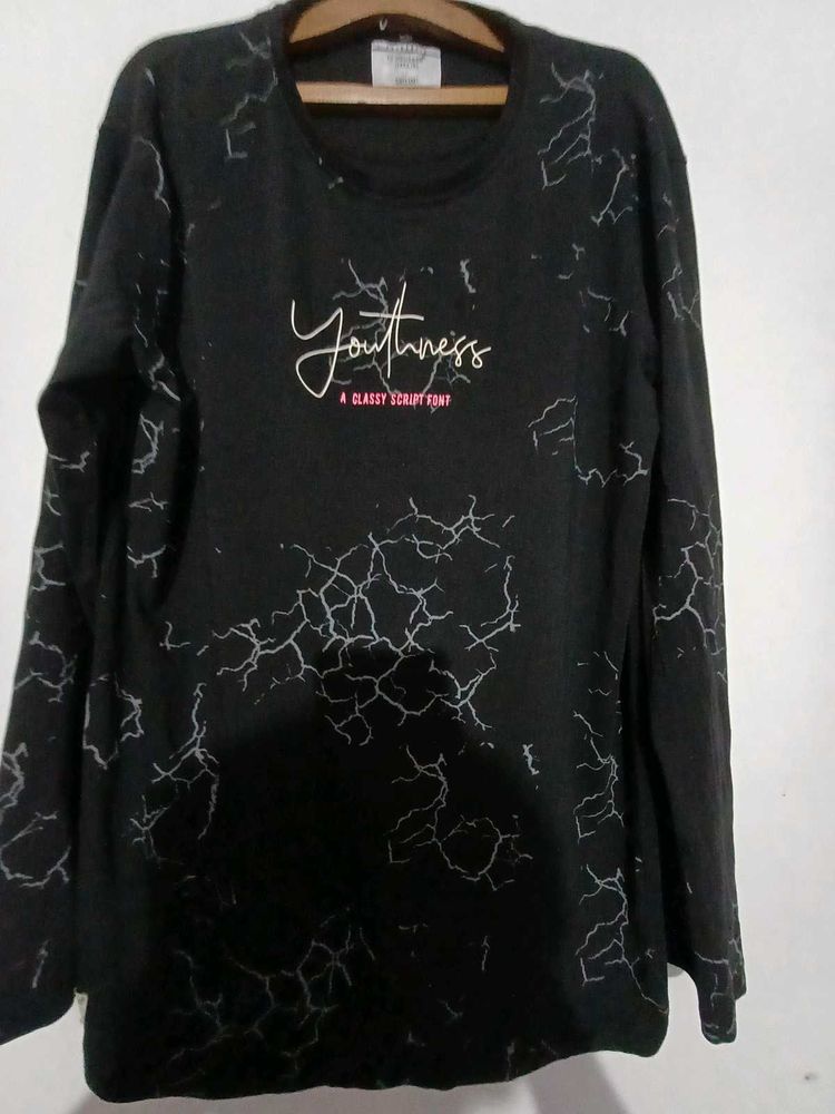 Casual Black Full Sleeve T Shirt