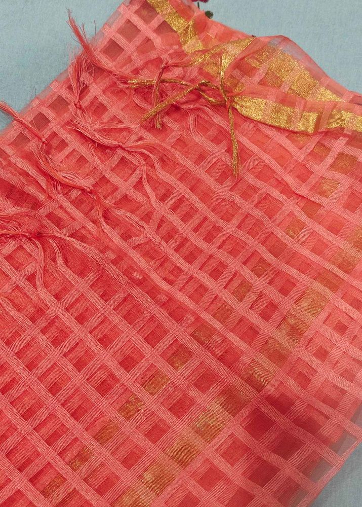 Elegant Coral &amp; Gold Dupatta Set of 2