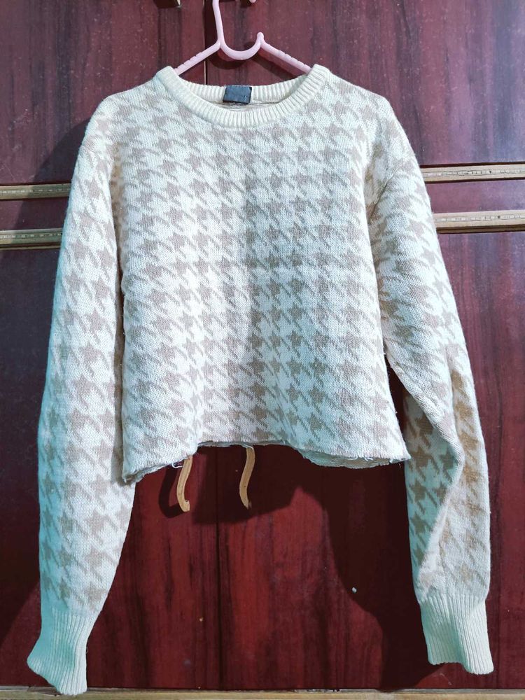 Houndstooth Knit Sweater