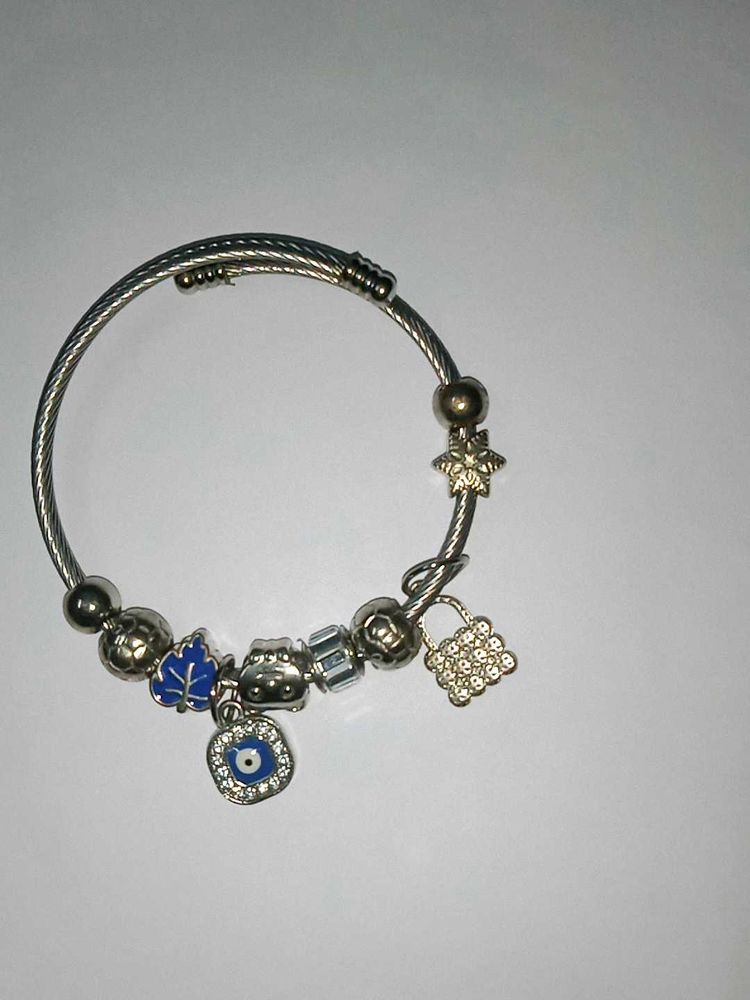 silver-toned charm Evil eye Bracelet