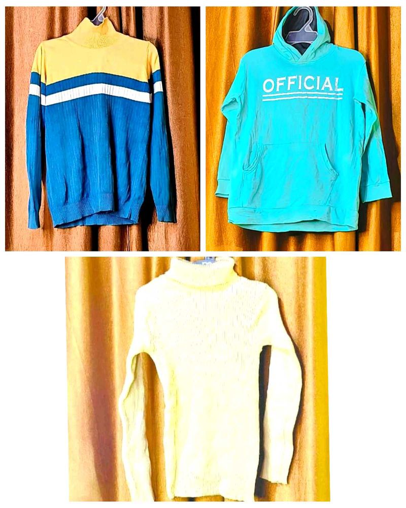 Combo Of 3, 2 Sweater n A Hoodie for 9 to 10 year