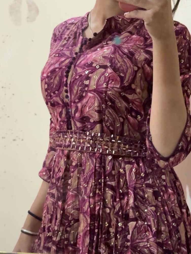 Elegant Purple Floral Dress