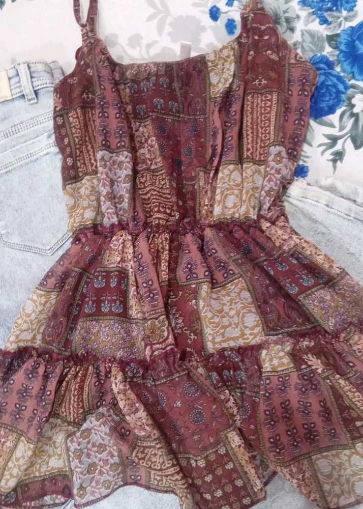 Patchwork Print Mini Dress