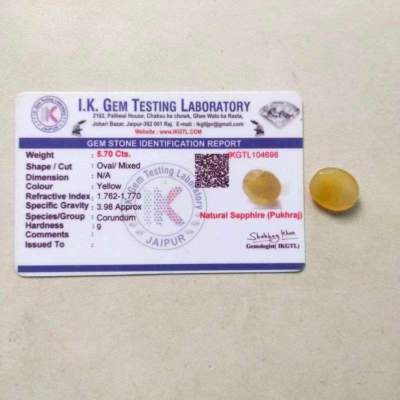 5.70Cts. Natural Yellow Sapphire(Pukhraj) Gemstone