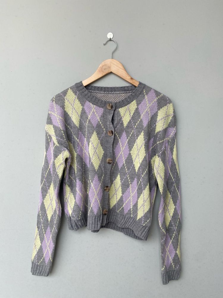 Lavender/Yellow Cardigan.