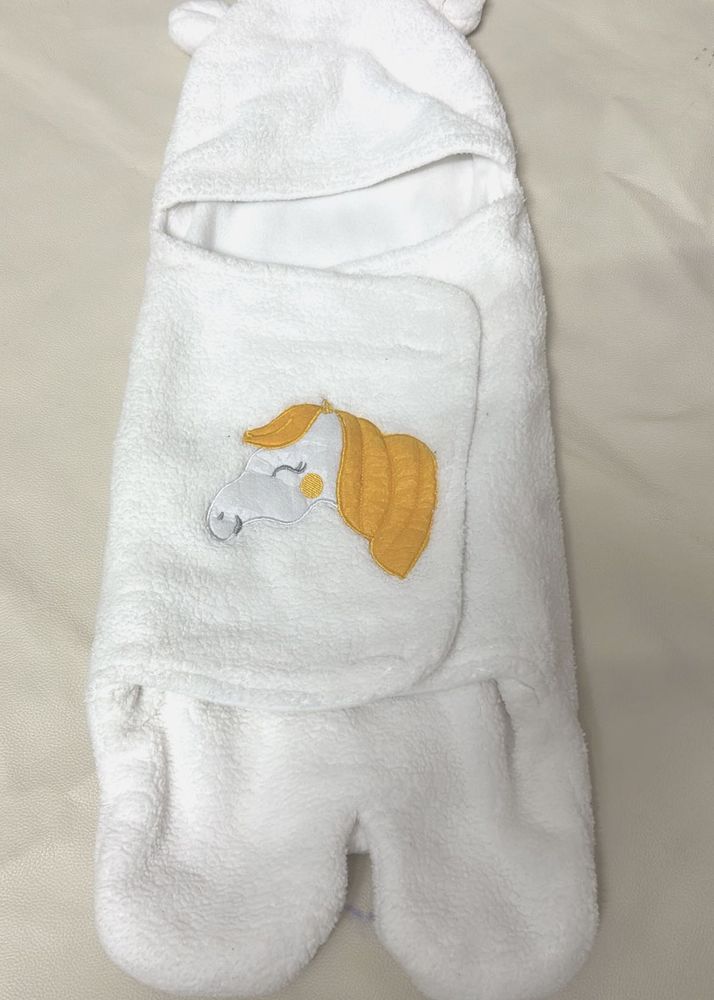BRANDONN Flannel New Born Hooded Supersoft Swaddle