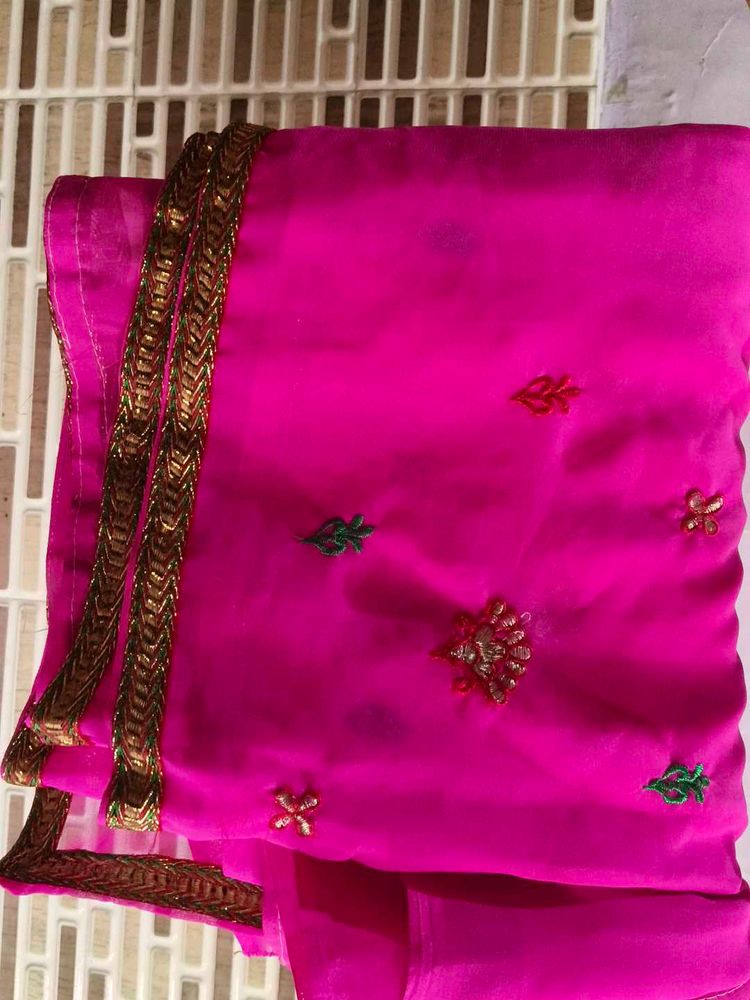 Pink Embroidered Saree