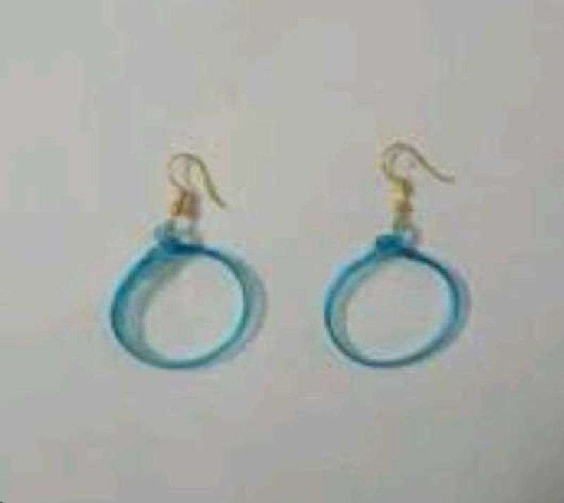 Blue Circle Drop Earrings