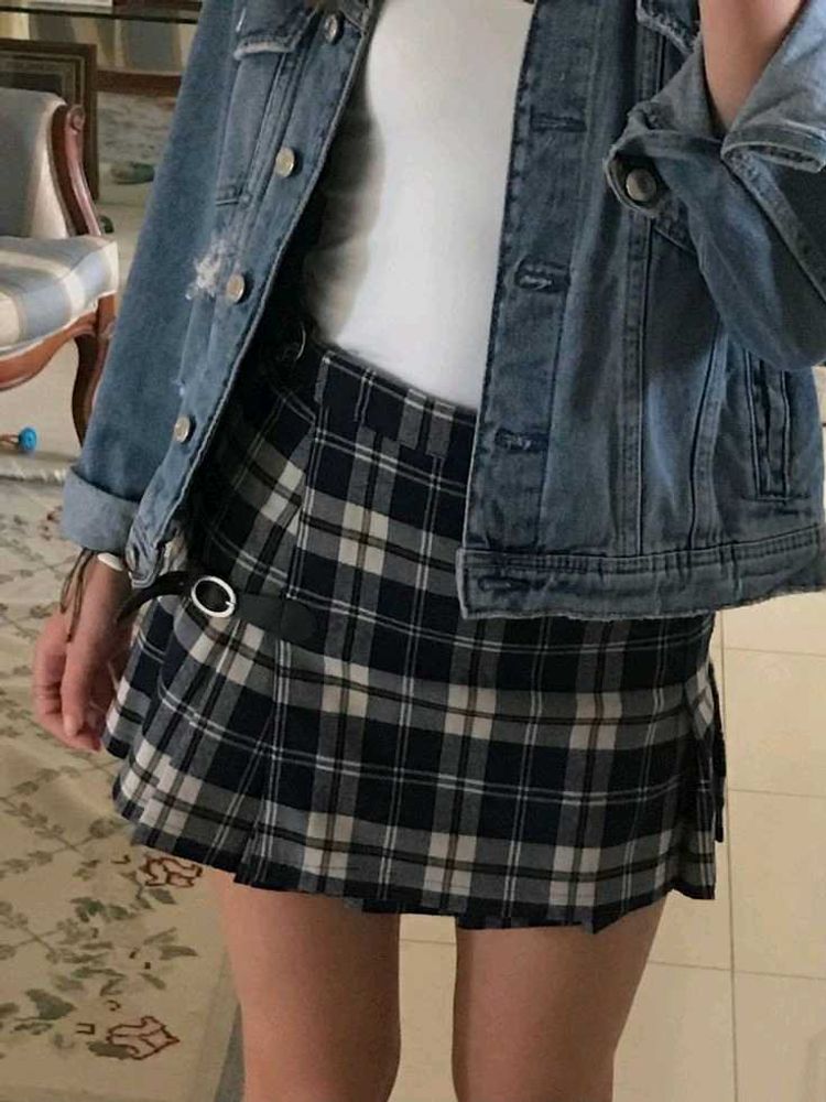 y2k pleated checkered skirt