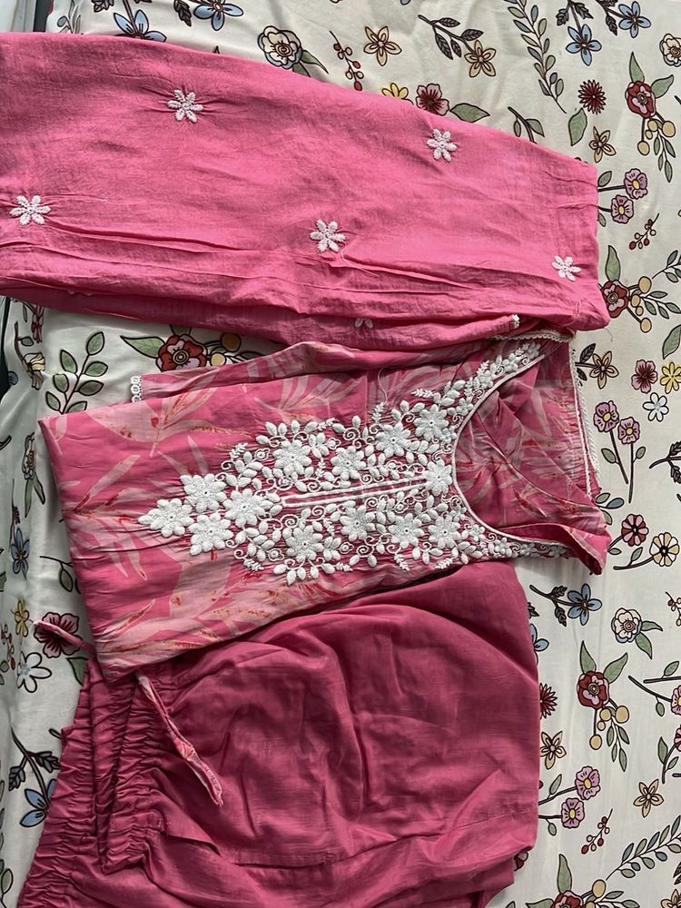 Pink Embroidered Kurta Set