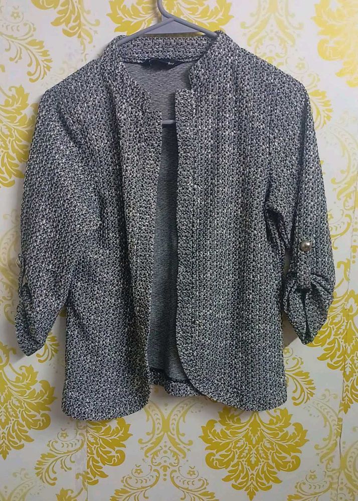 Women Heathered Blazer Jacket