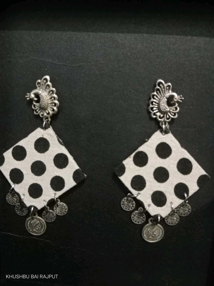 Polka Dot Peacock Earrings