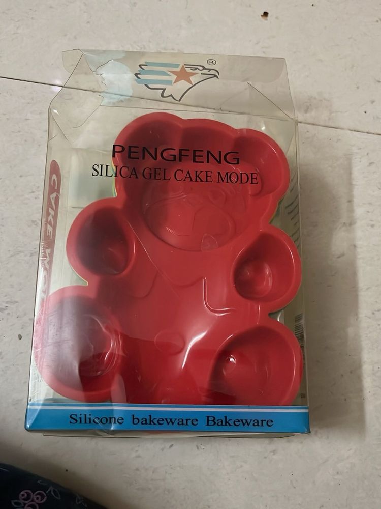 Red Color Teddy Silicon Cake Mould
