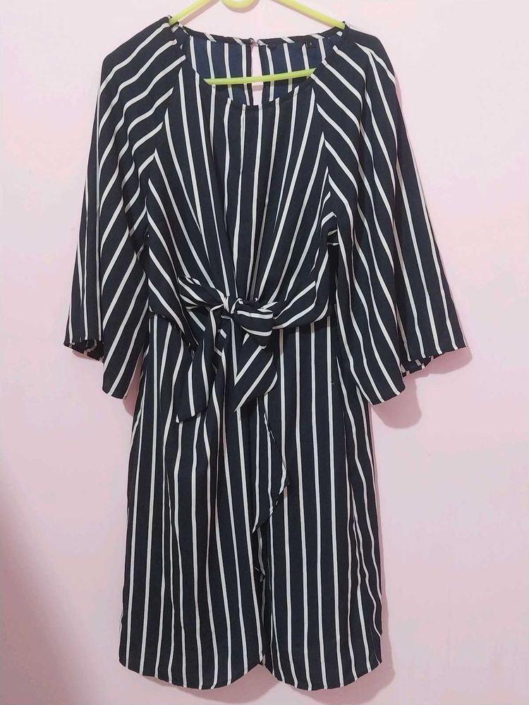 Striped Tie-Front Dress