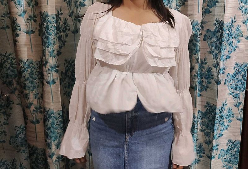 Ruffled White Top