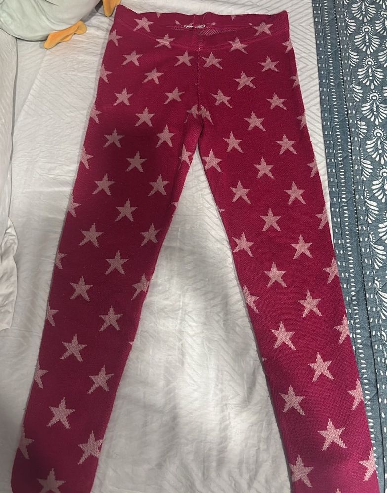 Pink Star-patterned Leggings