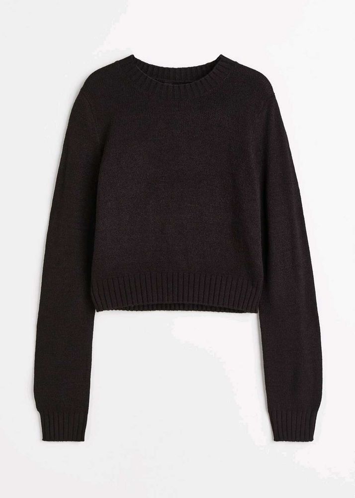 H&amp;M Black Cropped Knit Sweater