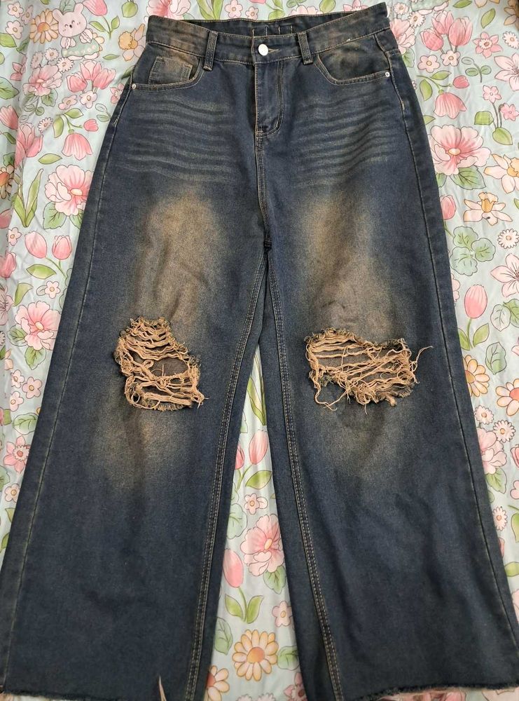 Ripped Wide Leg Jeans