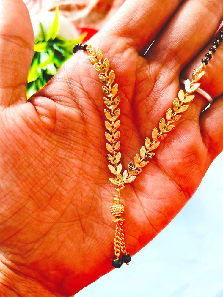 Leaf-Style Gold Plated Designer Mangalsutra