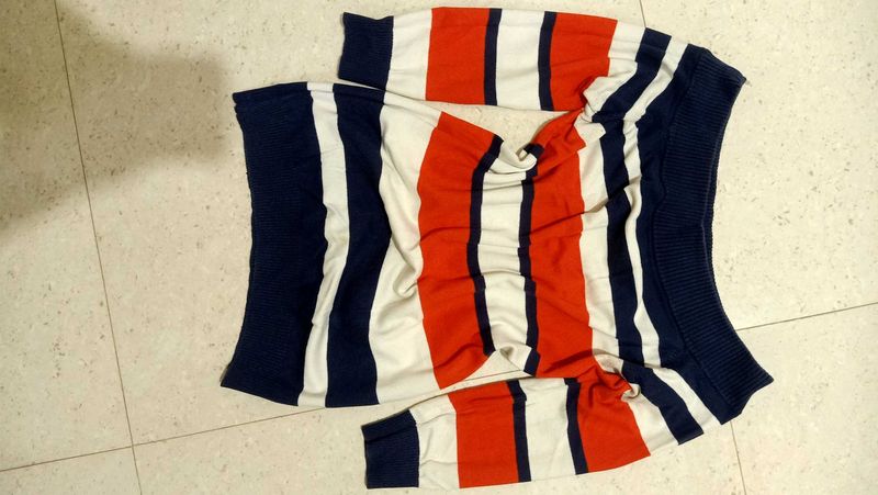 Striped Off-shoulder Knit Sweater