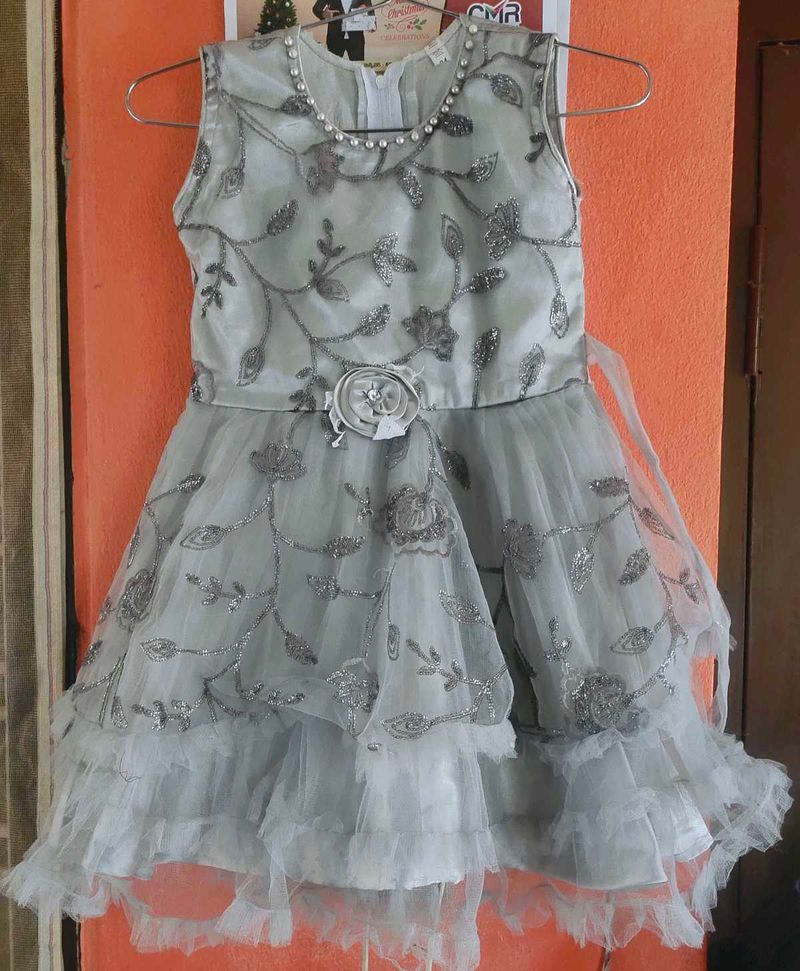 Grey Colour Girls Frock