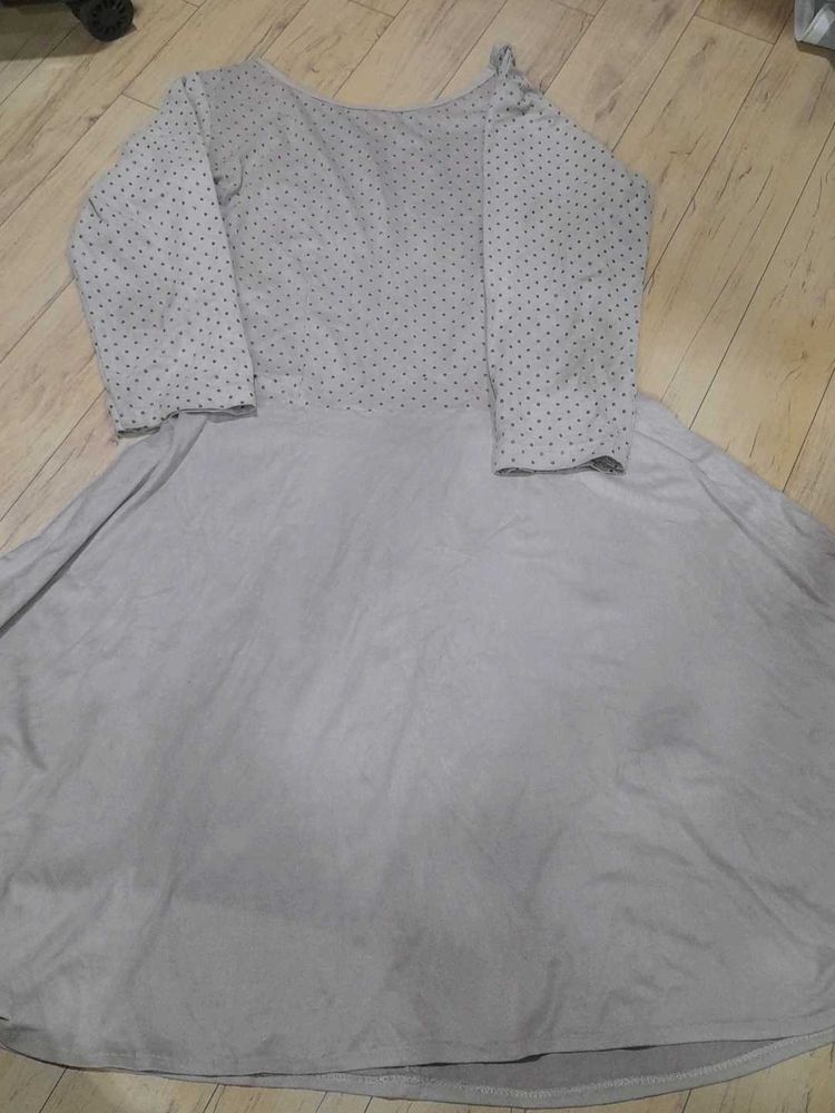 Gray Polka Dot Dress