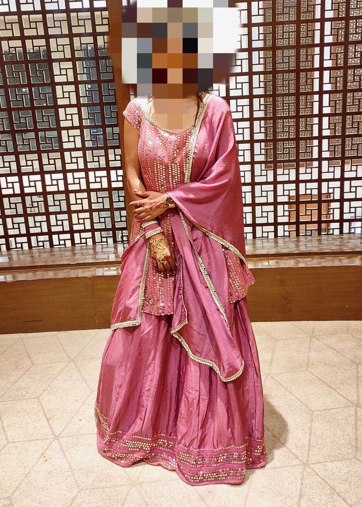 Peplum Top With Lehanga &amp; Dupatta