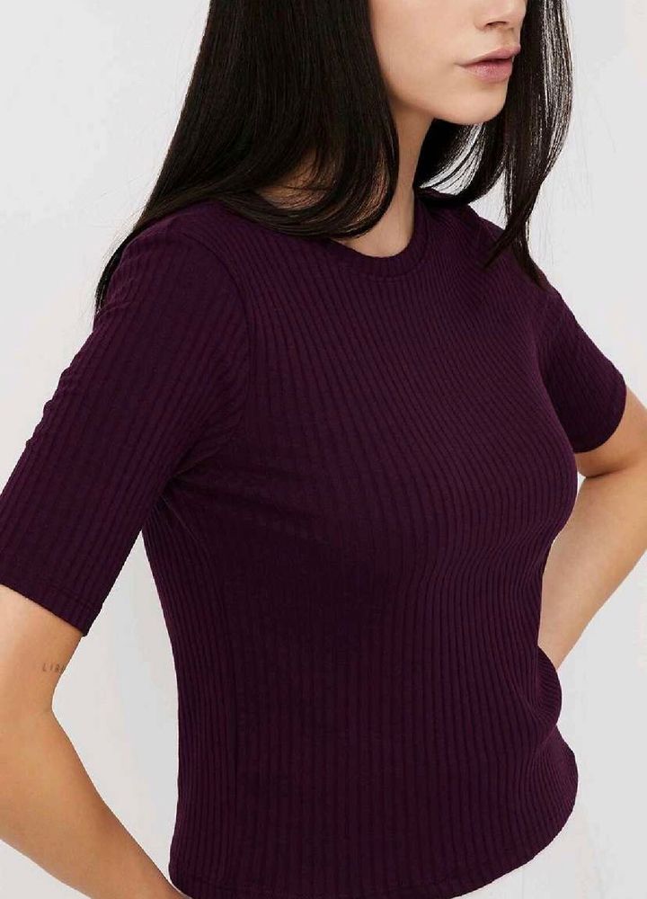 Burgundy Ribbed Knit Top