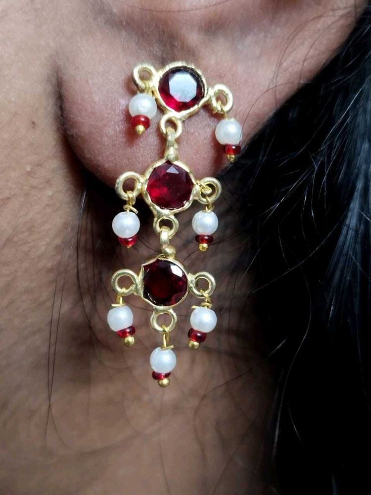 Maroon Stone Earring