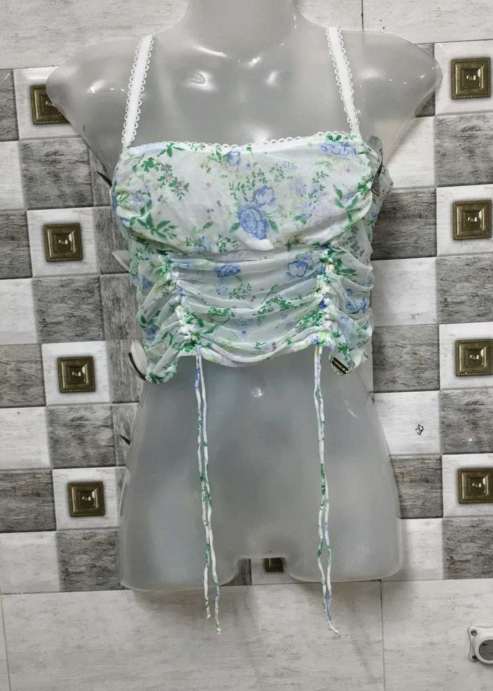 Floral Lace Trim Crop Top