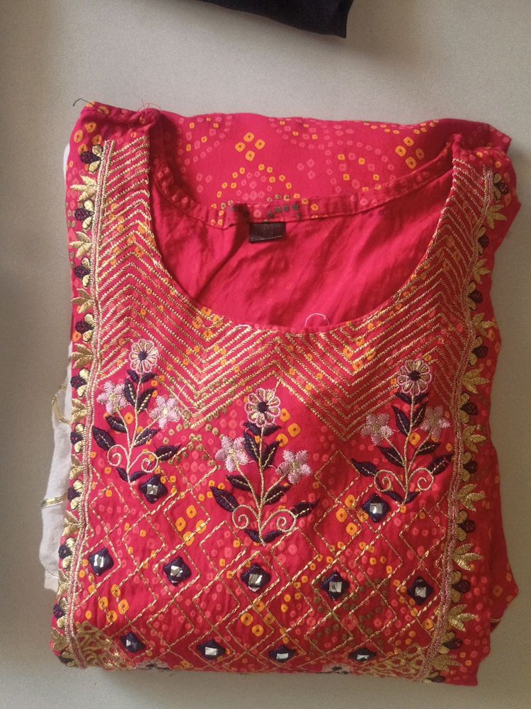 Red Kurti With Gota Patti Sharara