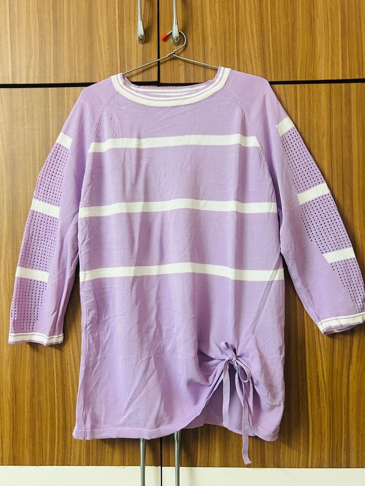 💜Lilac Striped Top With Side Knot💜