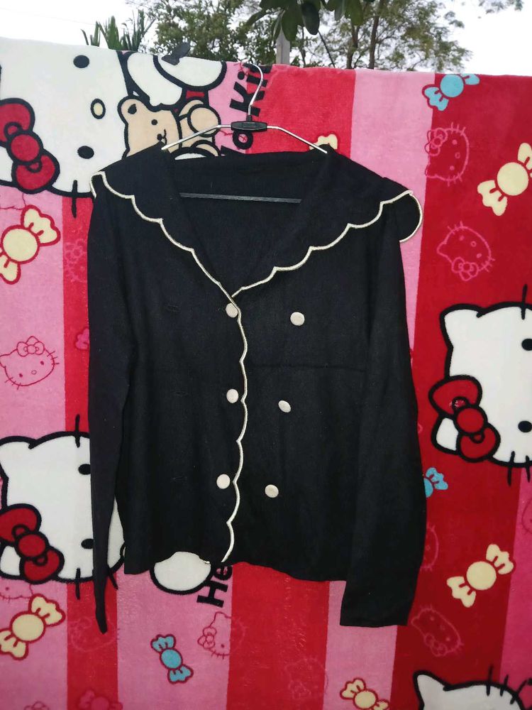 Cute Korean  Black Cardigan